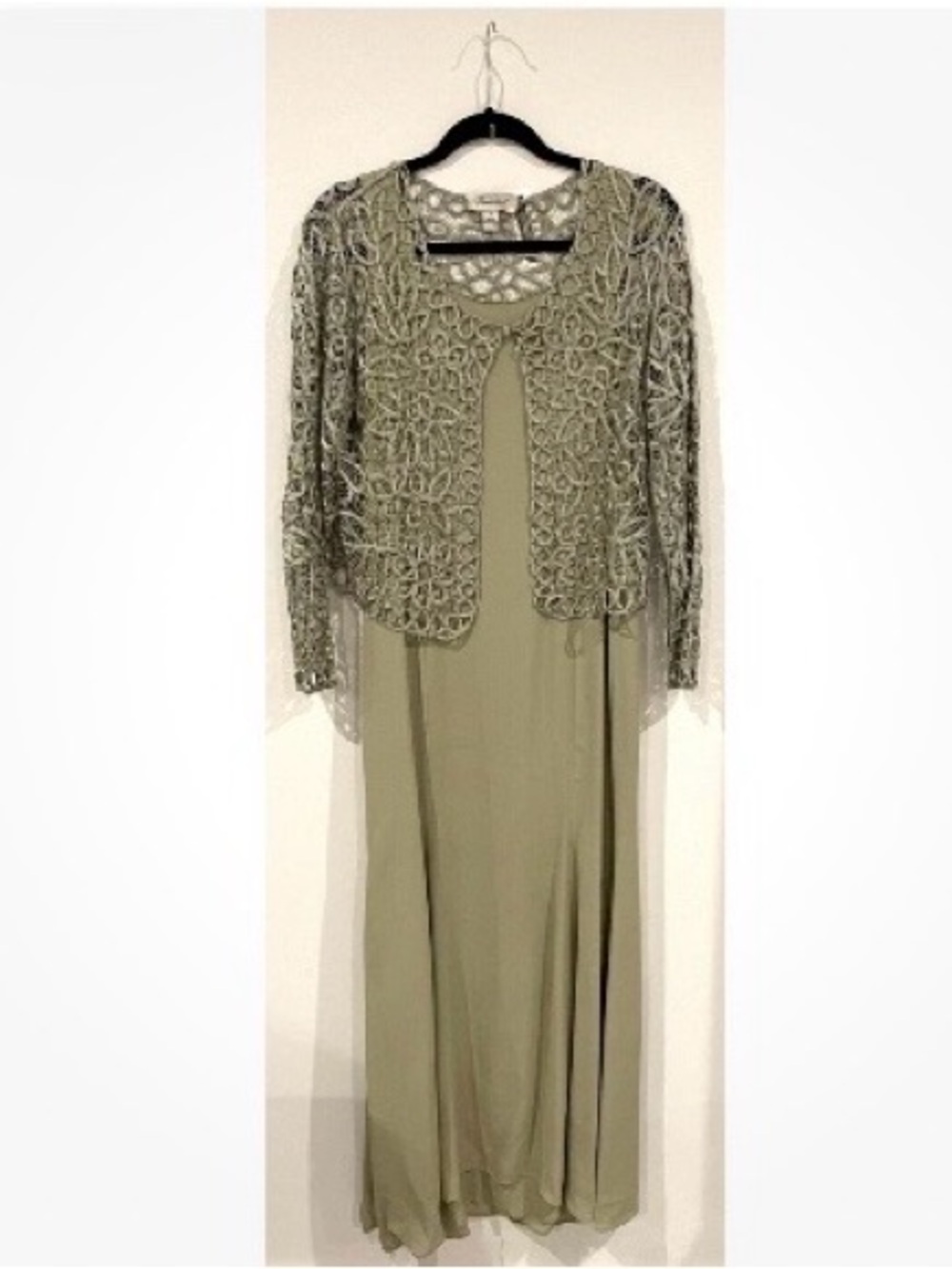 Soulmates Olive Green Maxi Dress with Lace Jacket